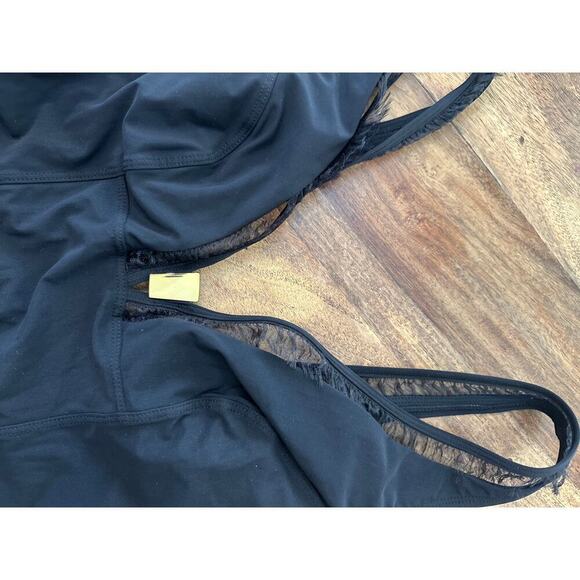 Amoressa Women's Black V-neckline One Piece Swimsuit Size 12 - Picture 2 of 8